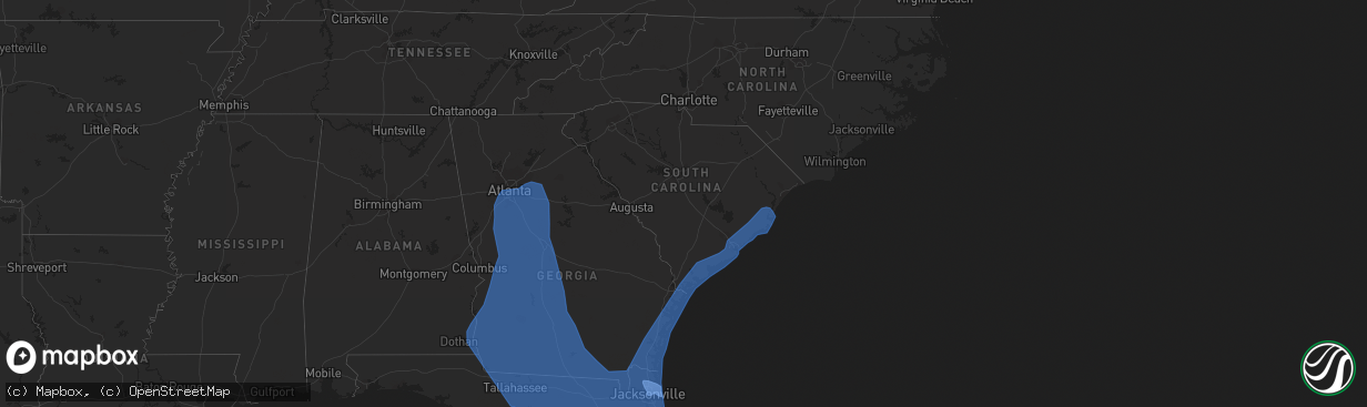 Hail map in South Carolina on September 9, 2017