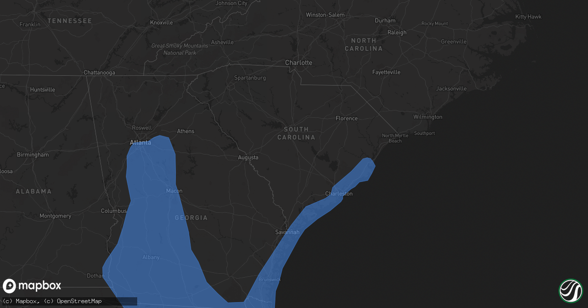 Hail map in South Carolina on September 9, 2017