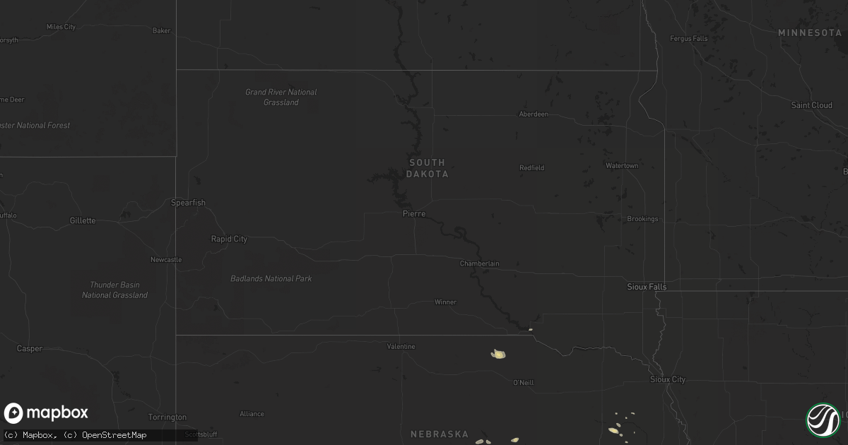 Hail map in South Dakota on September 9, 2017
