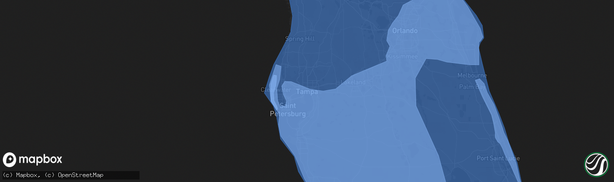 Hail map in Tampa, FL on September 9, 2017