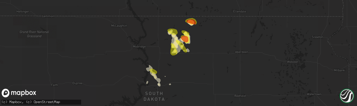 Hail map in Bowdle, SD on September 9, 2018