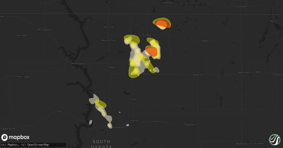 Hail map in Bowdle, SD on September 9, 2018