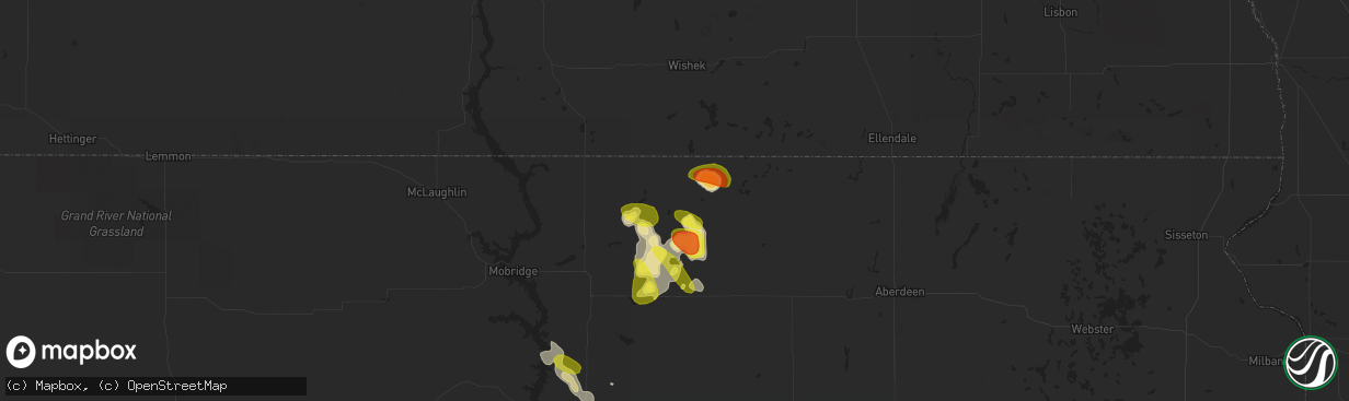 Hail map in Eureka, SD on September 9, 2018