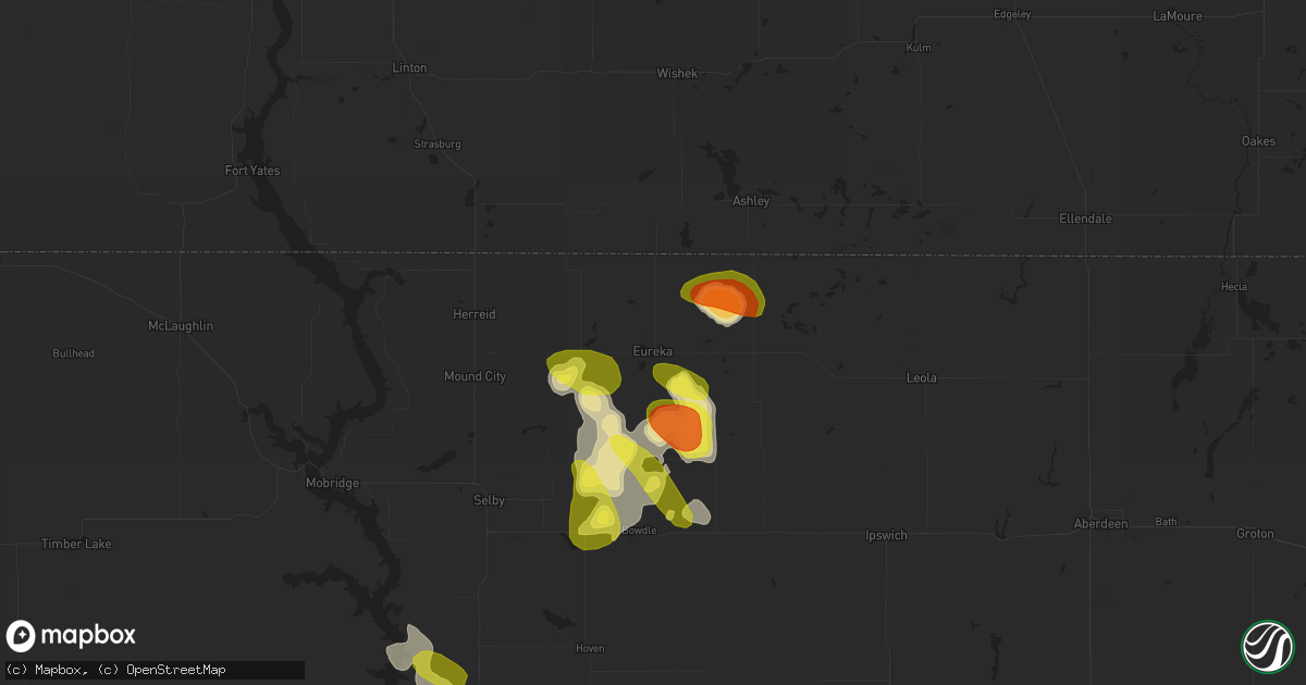 Hail map in Eureka, SD on September 9, 2018