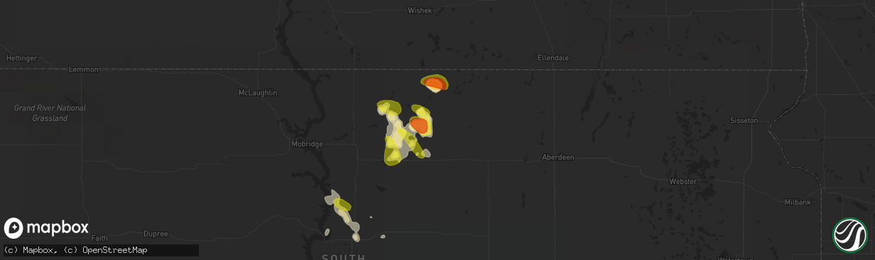 Hail map in Hosmer, SD on September 9, 2018