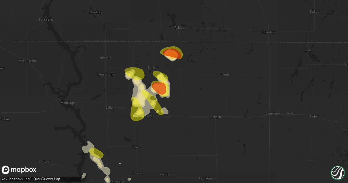 Hail map in Hosmer, SD on September 9, 2018