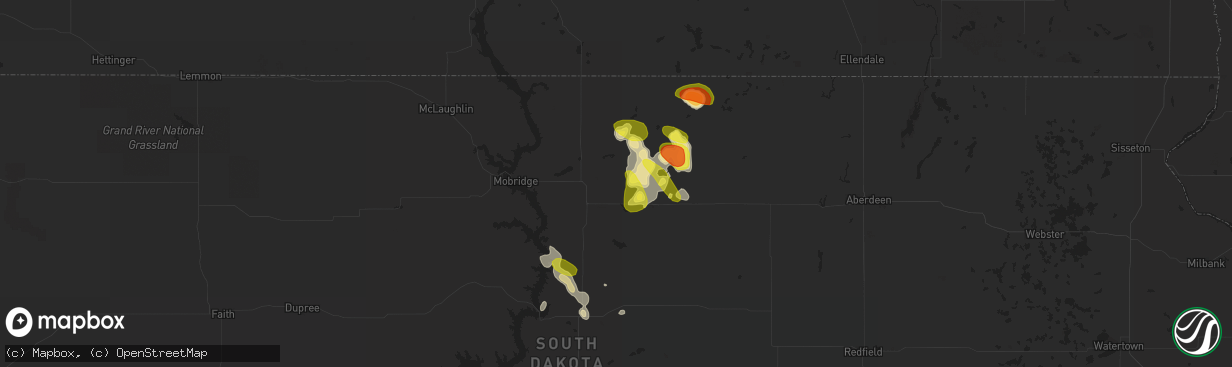 Hail map in Java, SD on September 9, 2018