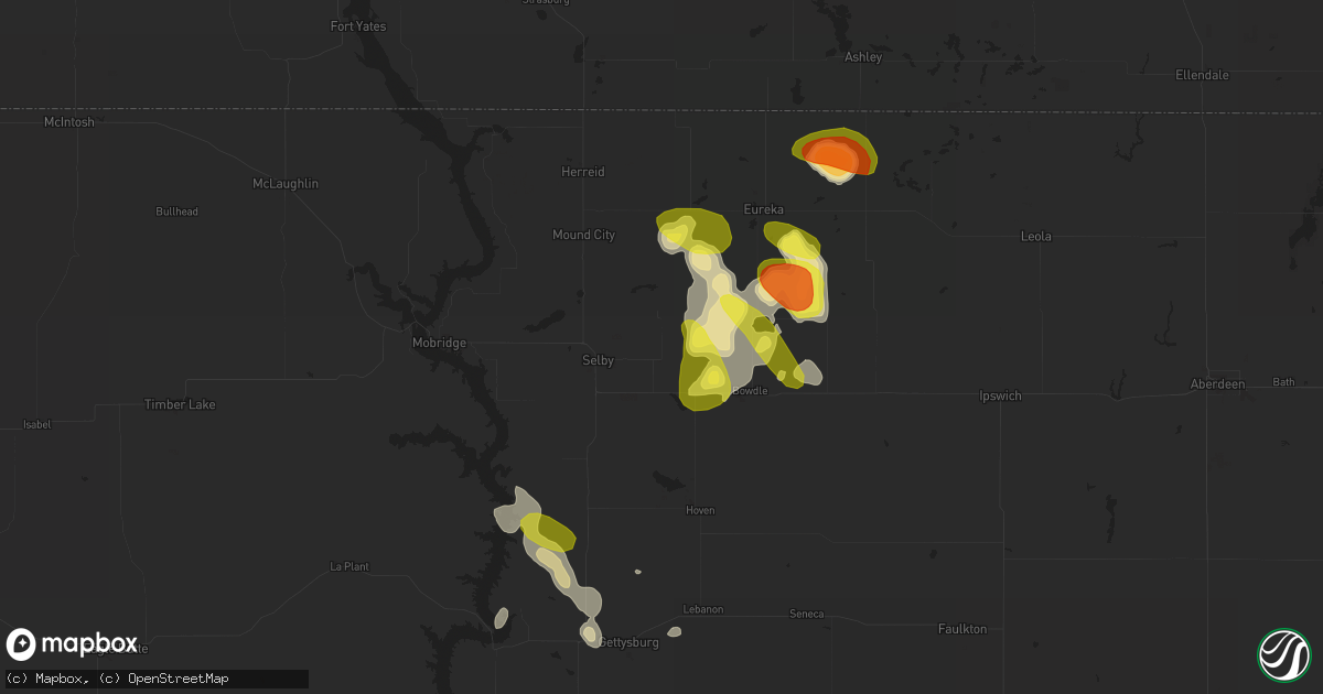 Hail map in Java, SD on September 9, 2018