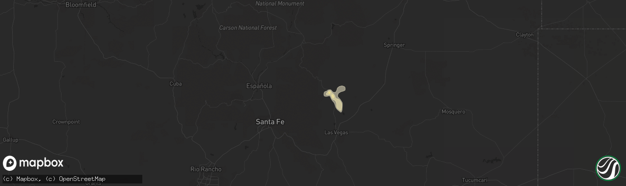 Hail map in Mora, NM on September 9, 2018