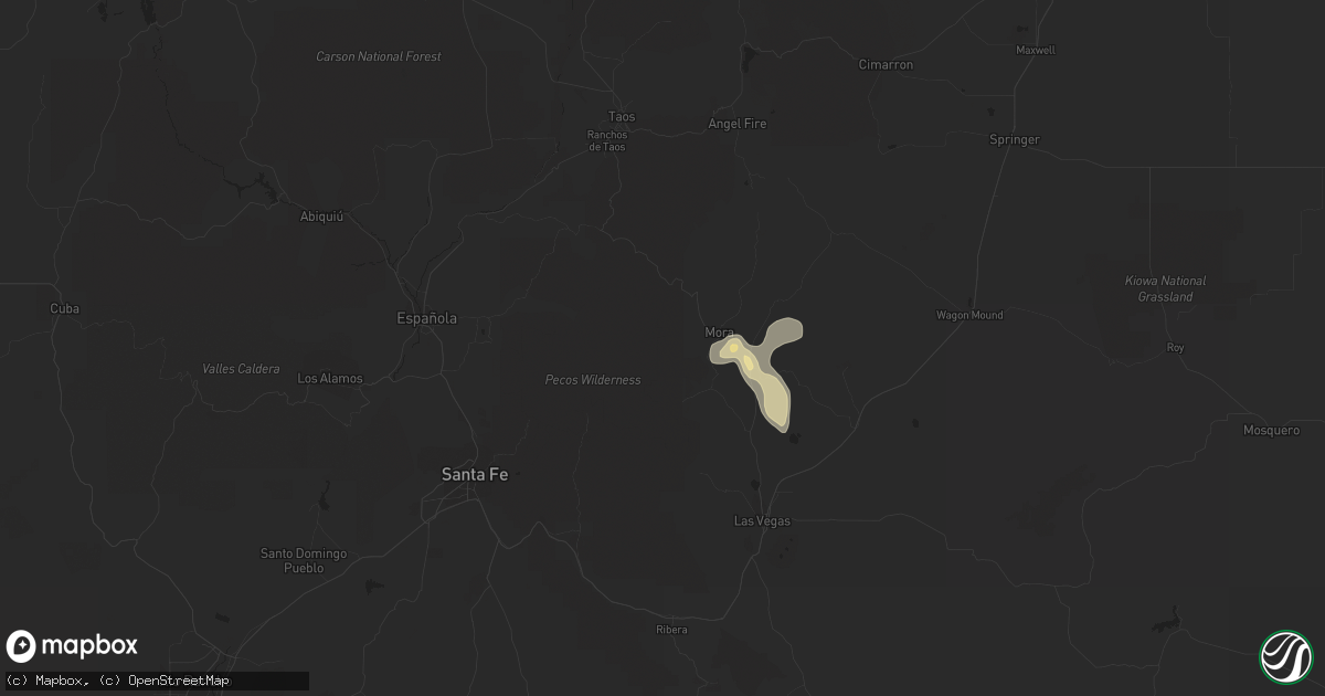 Hail map in Mora, NM on September 9, 2018