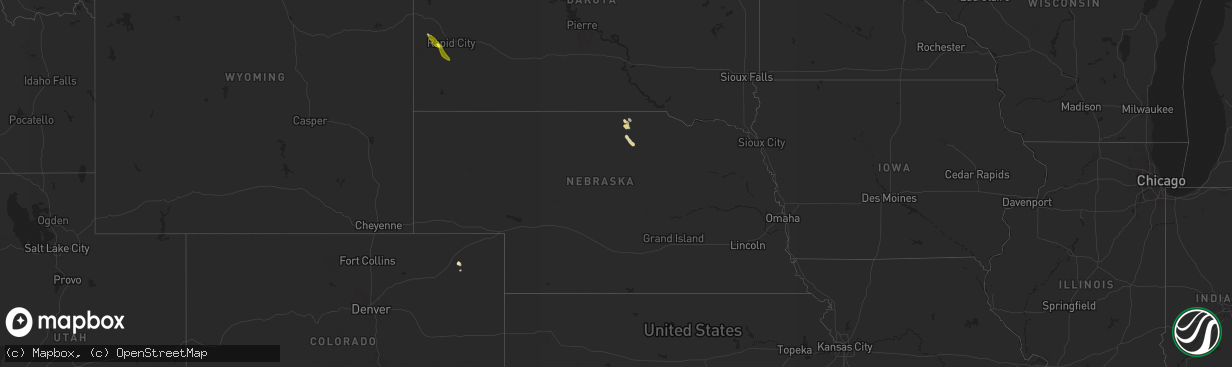 Hail map in Nebraska on September 9, 2018