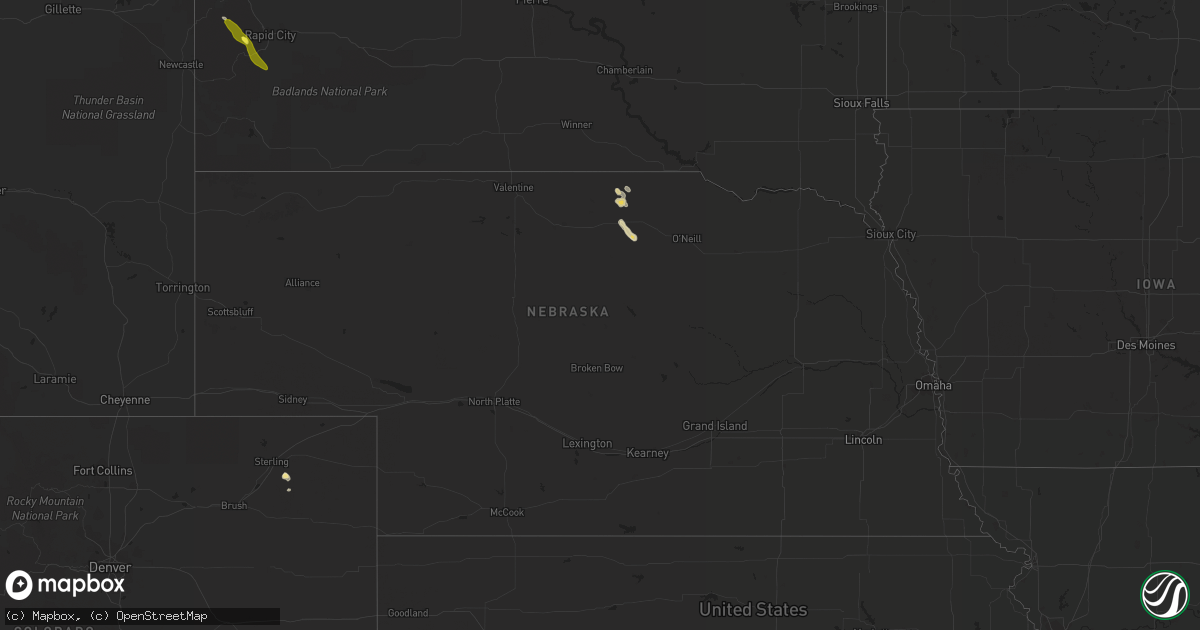 Hail map in Nebraska on September 9, 2018