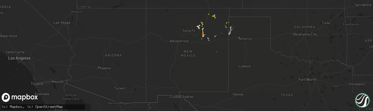 Hail map in New Mexico on September 9, 2018