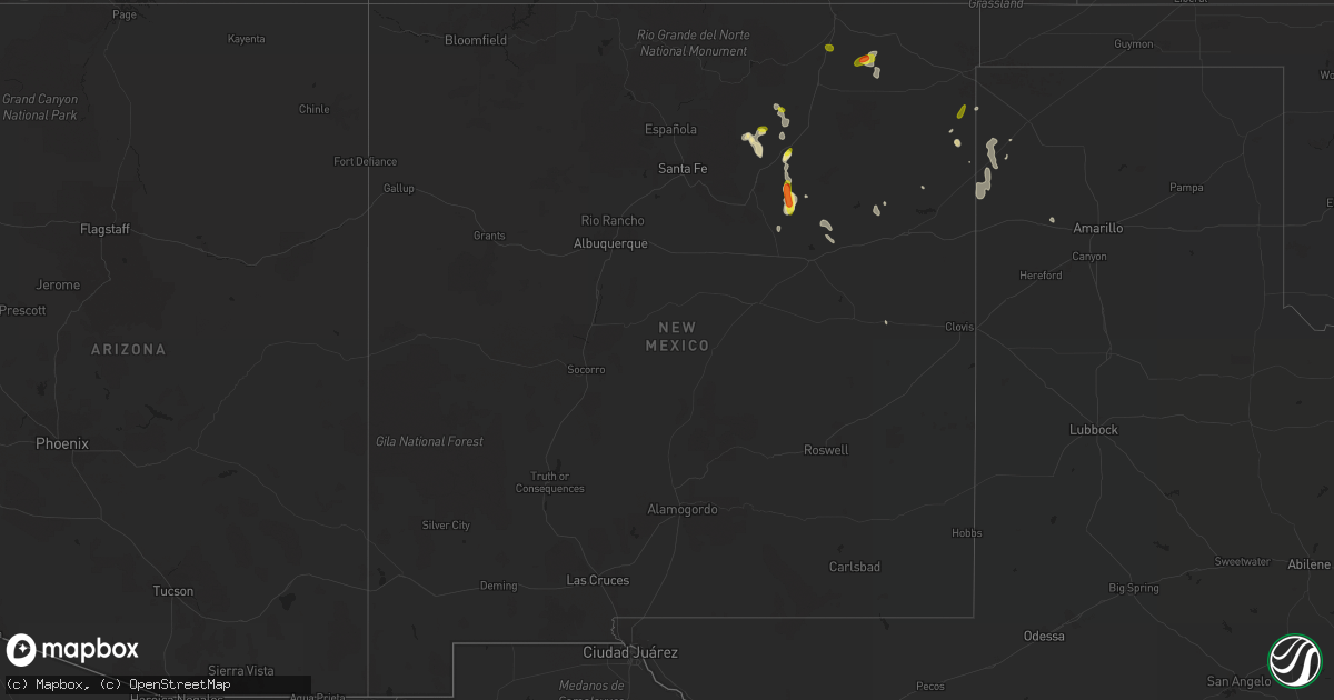 Hail map in New Mexico on September 9, 2018
