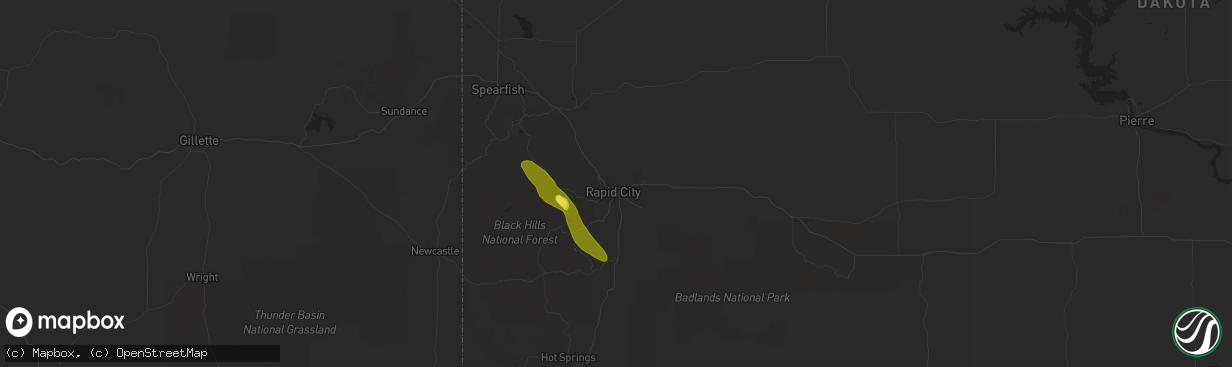 Hail map in Rapid City, SD on September 9, 2018