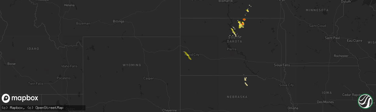 Hail map on September 9, 2018