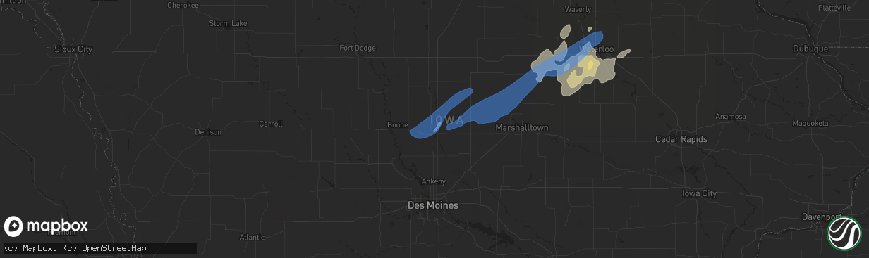 Hail map in Ames, IA on September 9, 2019