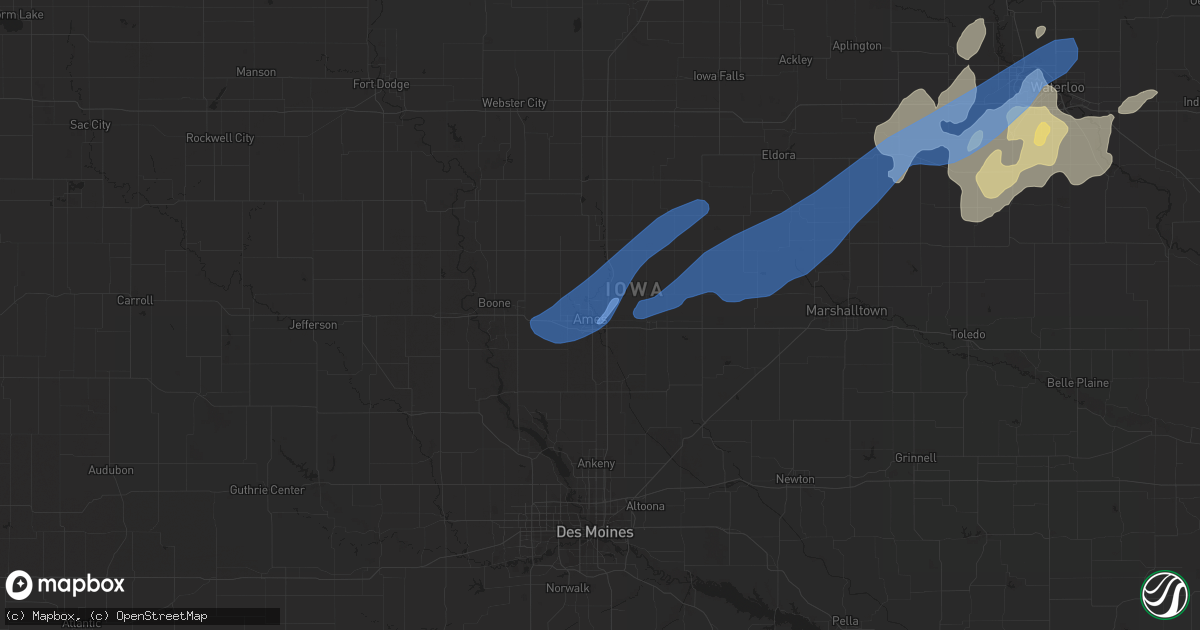 Hail map in Ames, IA on September 9, 2019