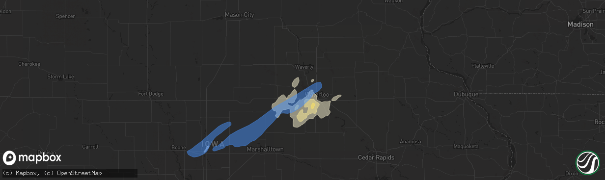 Hail map in Cedar Falls, IA on September 9, 2019