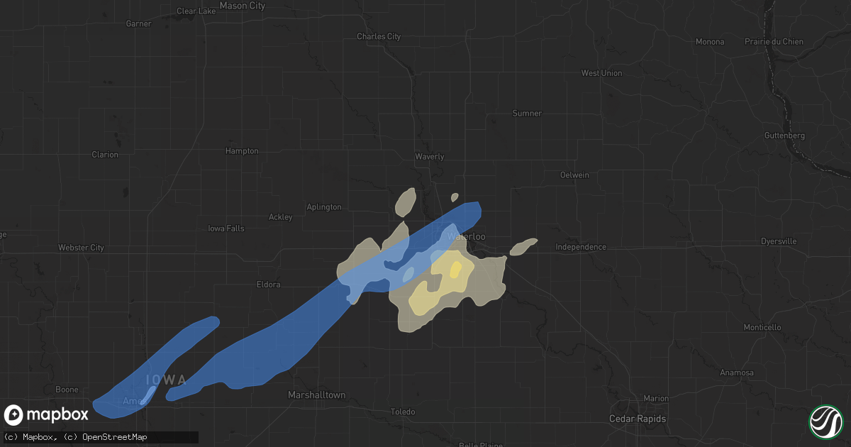 Hail map in Cedar Falls, IA on September 9, 2019