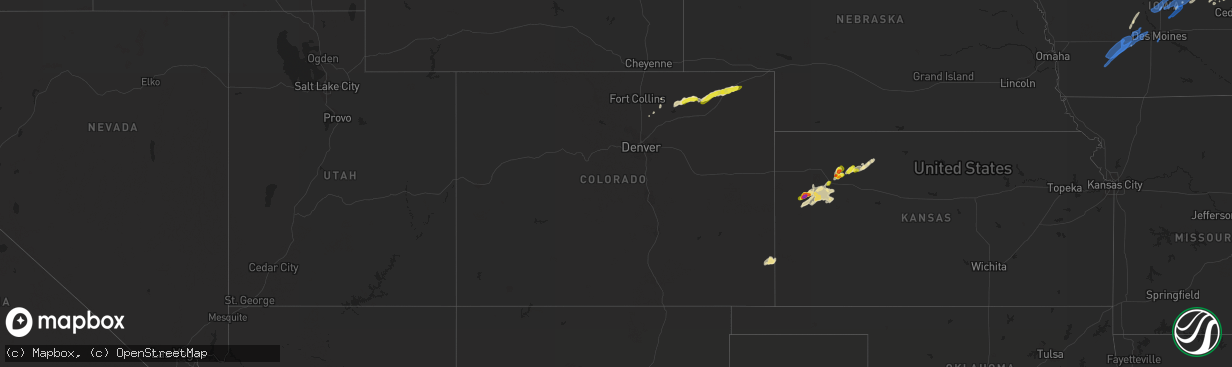 Hail map in Colorado on September 9, 2019