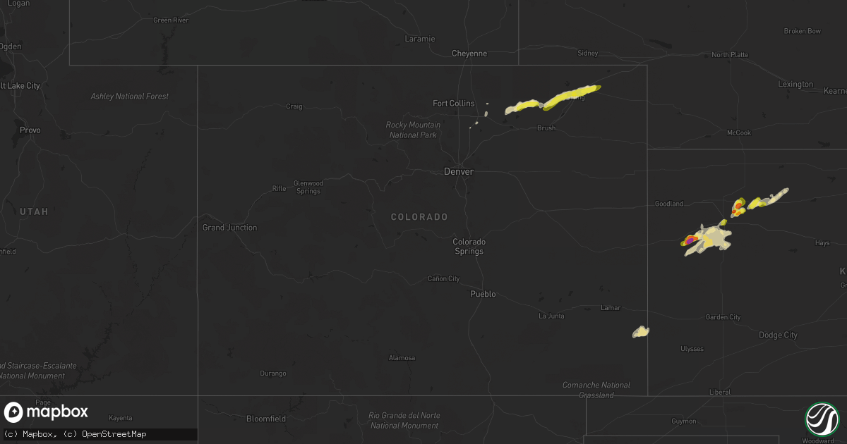 Hail map in Colorado on September 9, 2019
