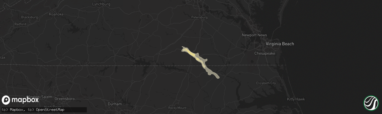 Hail map in Emporia, VA on September 9, 2019