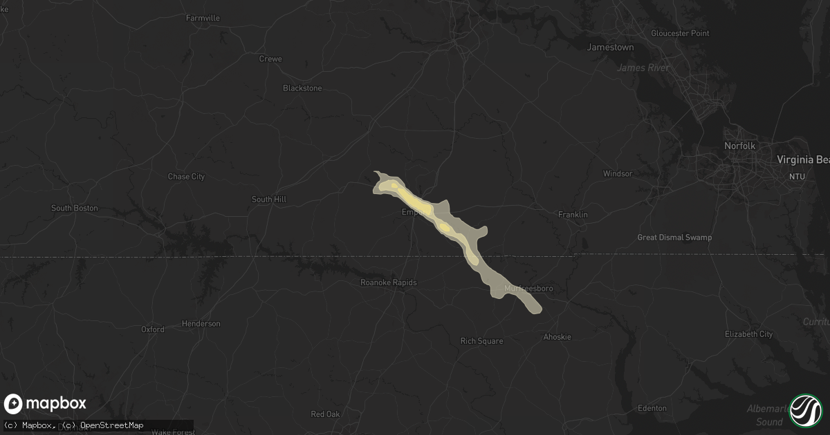 Hail map in Emporia, VA on September 9, 2019