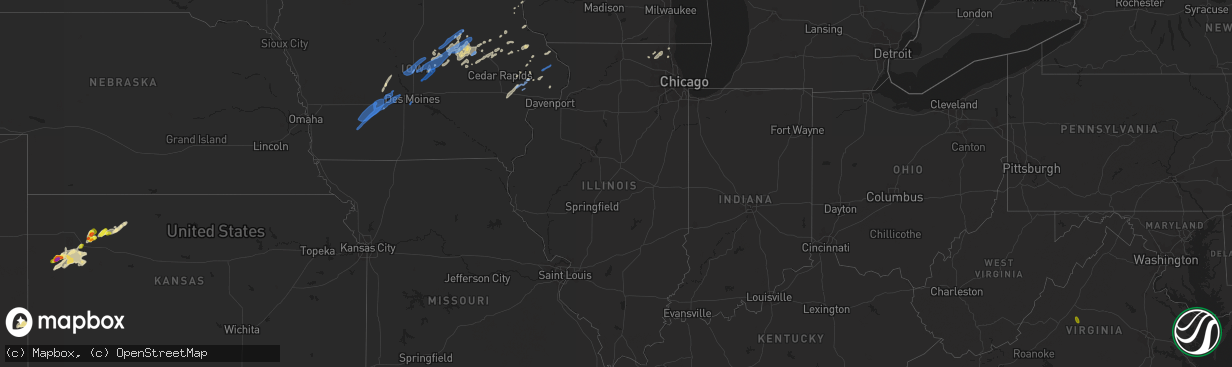 Hail map in Illinois on September 9, 2019