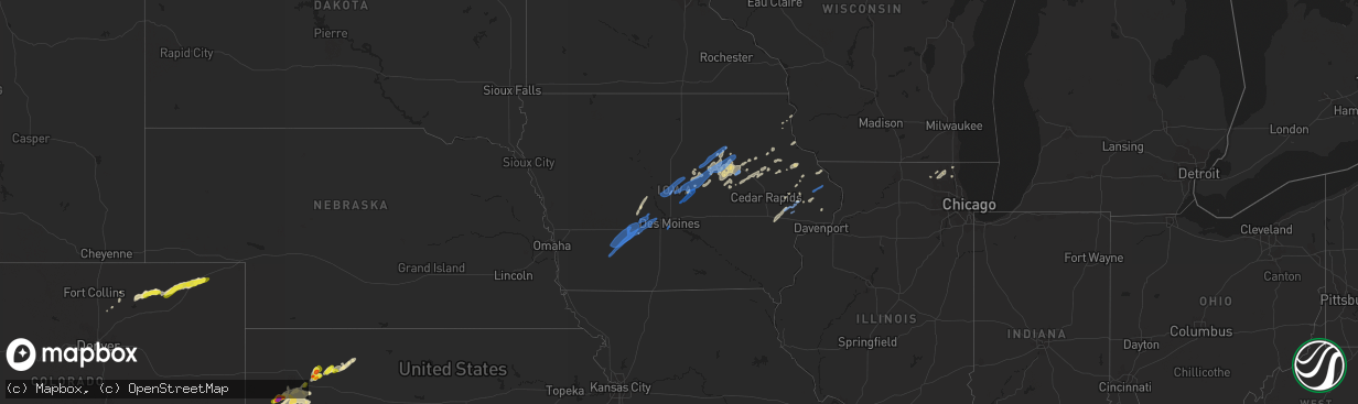 Hail map in Iowa on September 9, 2019