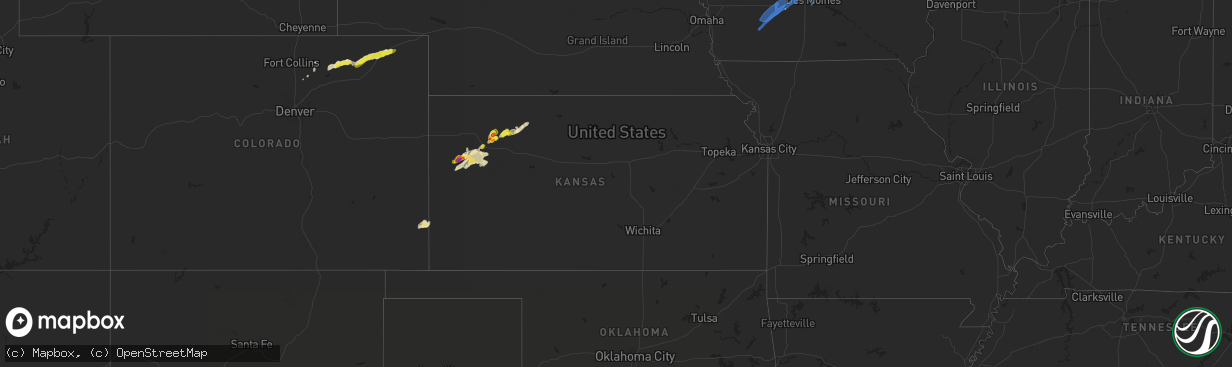 Hail map in Kansas on September 9, 2019