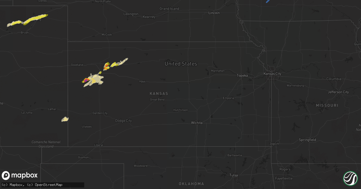 Hail map in Kansas on September 9, 2019