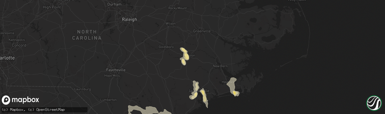 Hail map in Kinston, NC on September 9, 2019