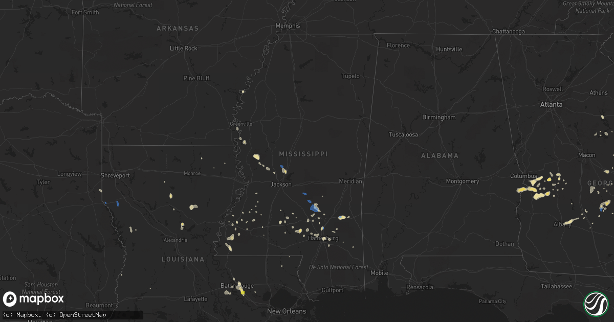 Hail map in Mississippi on September 9, 2019