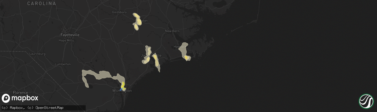 Hail map in Morehead City, NC on September 9, 2019
