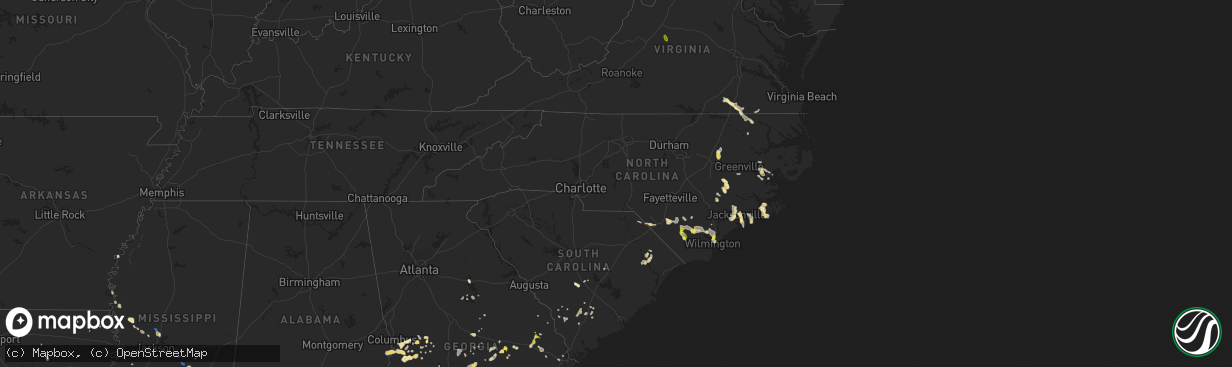 Hail map in North Carolina on September 9, 2019