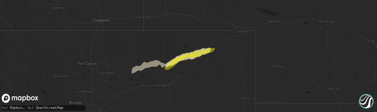 Hail map in Sterling, CO on September 9, 2019