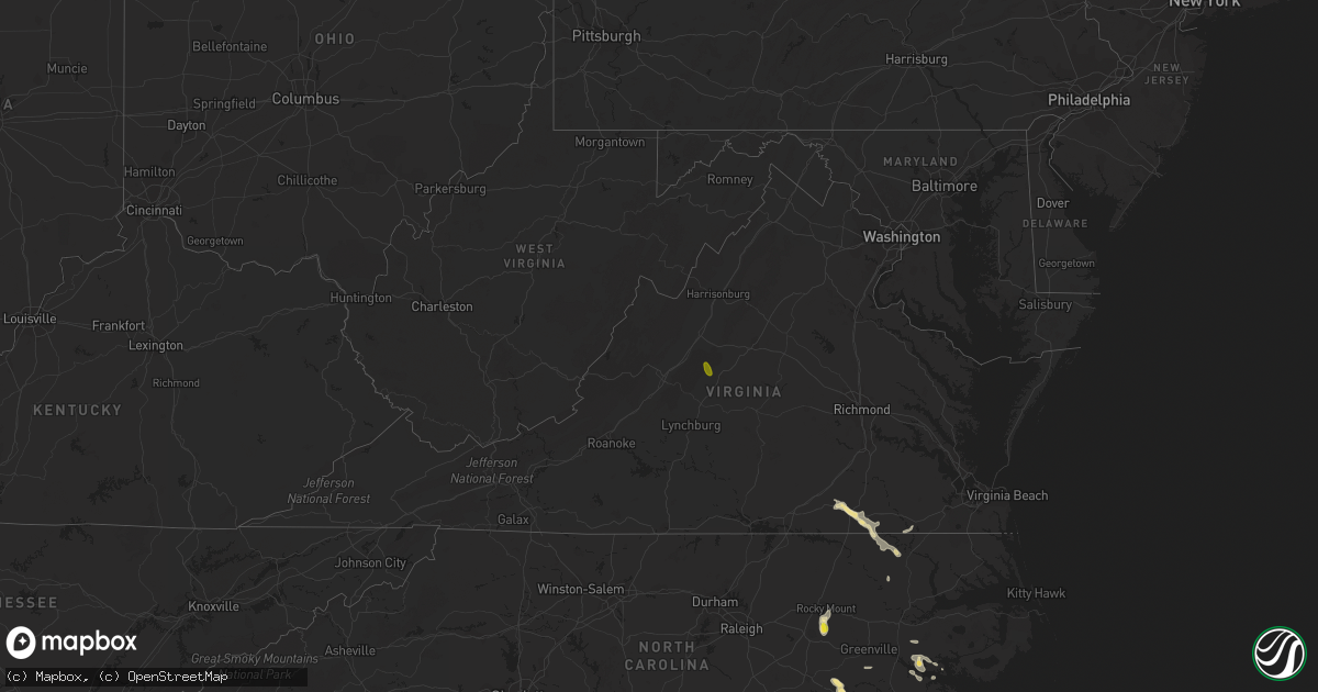 Hail map in Virginia on September 9, 2019