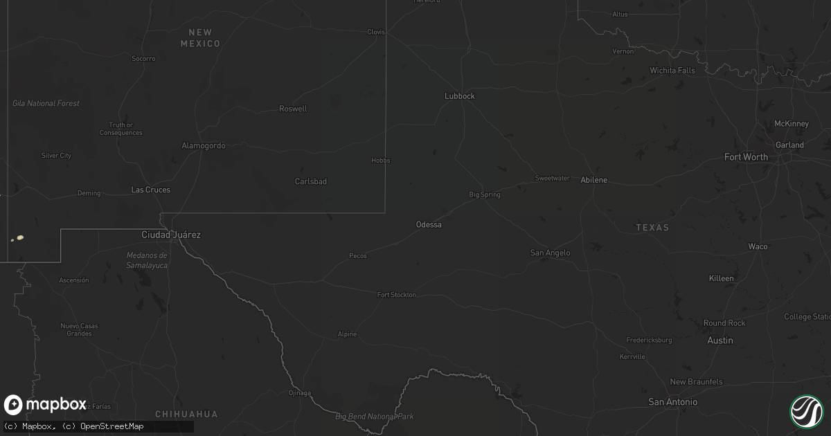 Hail map in New Mexico on September 9, 2020