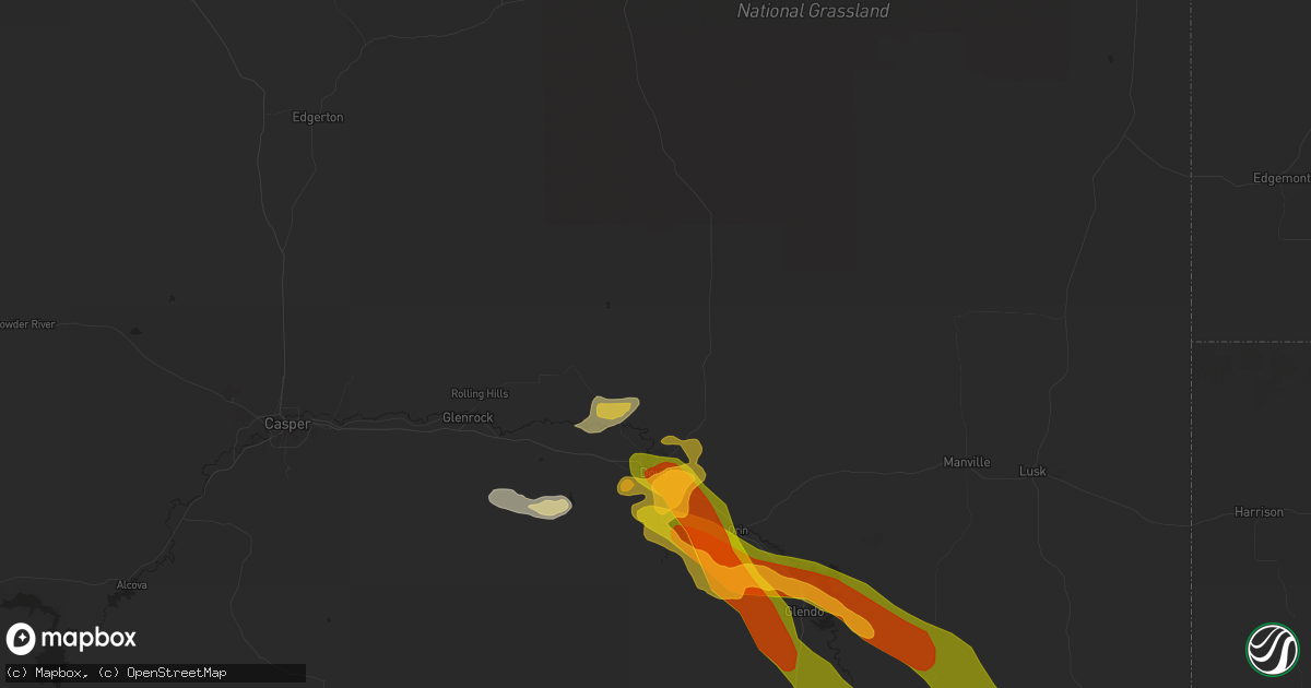 Hail map in Douglas, WY on September 9, 2023