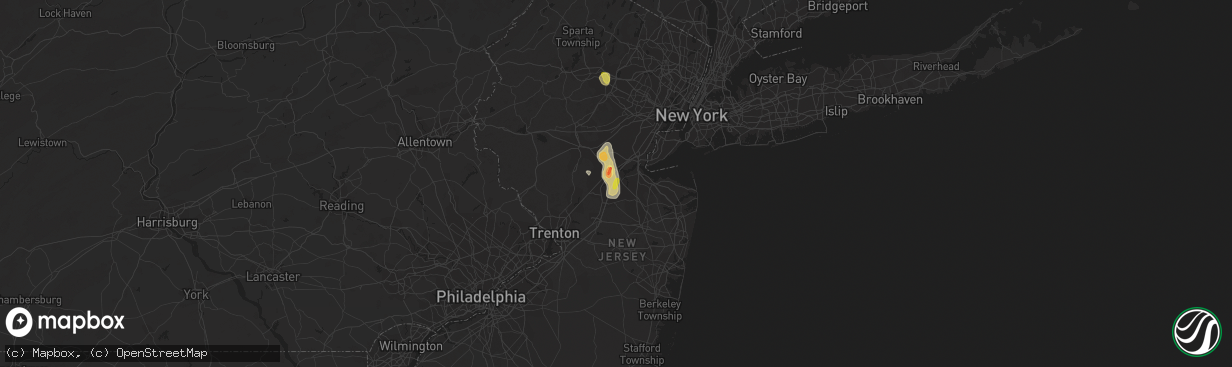 Hail map in East Brunswick, NJ on September 9, 2023