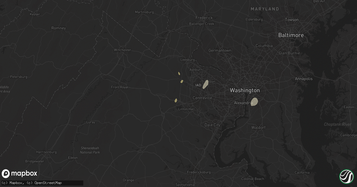 Hail map in Haymarket, VA on September 9, 2023