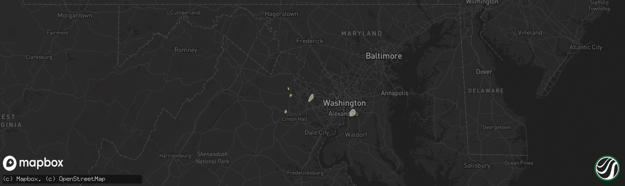 Hail map in Herndon, VA on September 9, 2023