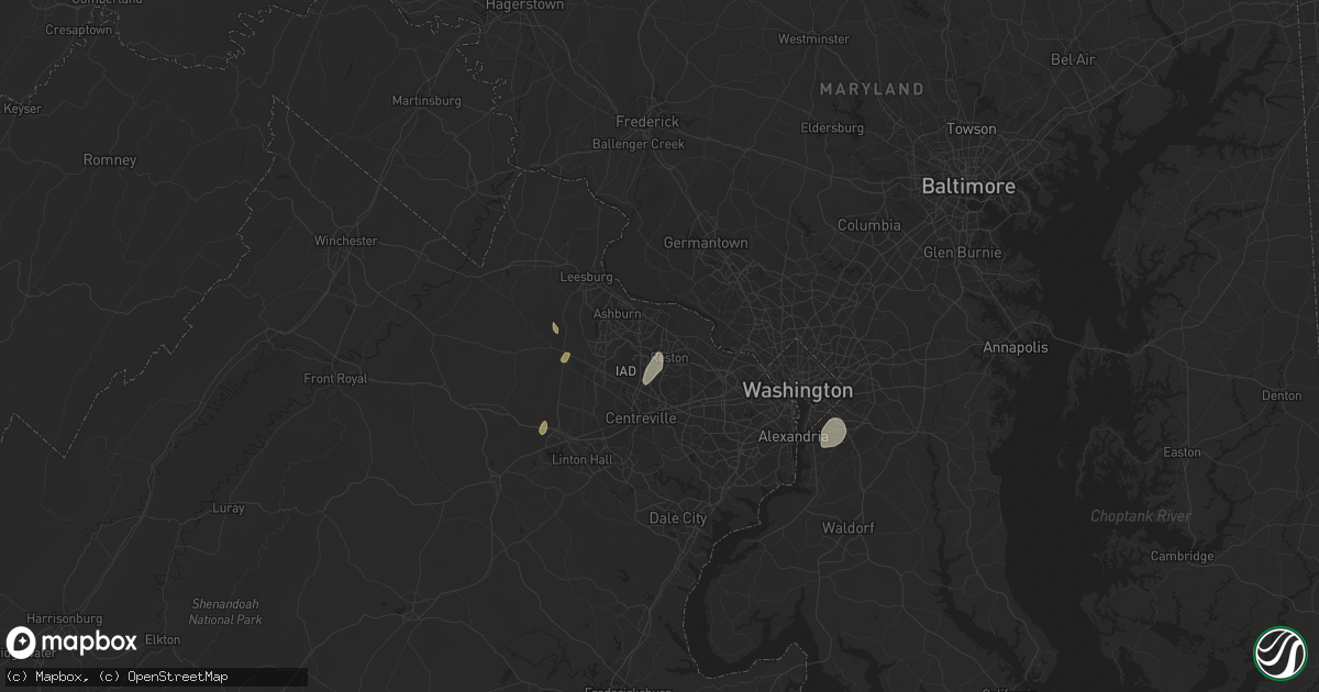 Hail map in Herndon, VA on September 9, 2023