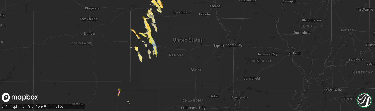 Hail map in Kansas on September 9, 2023