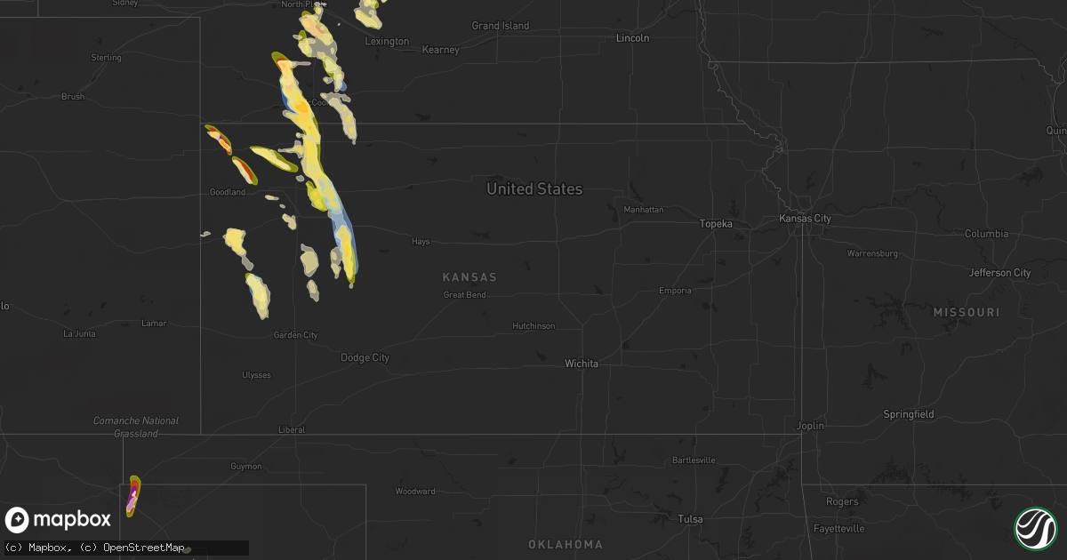 Hail map in Kansas on September 9, 2023