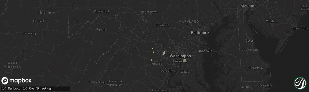 Hail map in Leesburg, VA on September 9, 2023