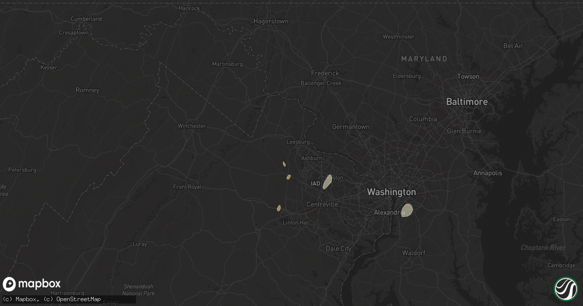Hail map in Leesburg, VA on September 9, 2023