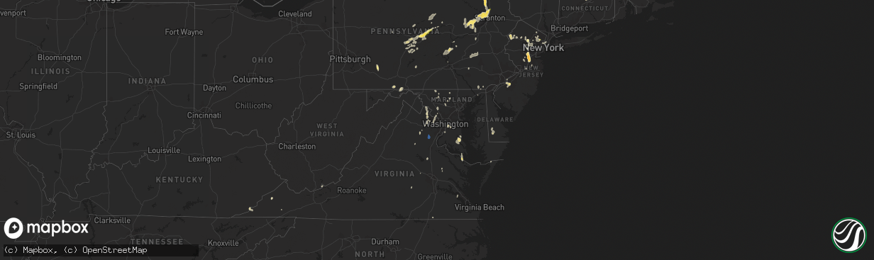 Hail map in Maryland on September 9, 2023