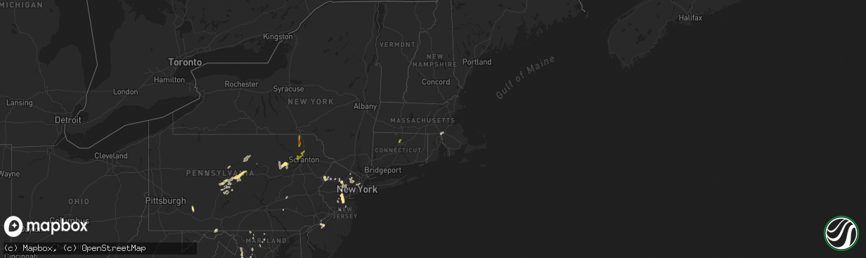 Hail map in Massachusetts on September 9, 2023